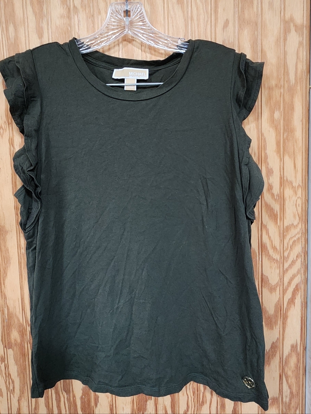Michael Kors Olive Green Ruffle Sleeve Tank Top